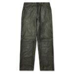 Sp5der Black Debossed Web Leather Pant