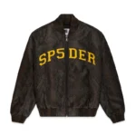 SP5DER SNAKE LEATHER VARSITY BOMBER JACKET