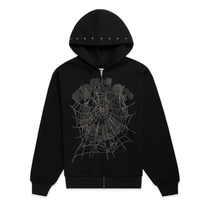 SP5DER OG WEB STUDDED ZIP HOODIE